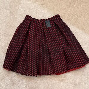 Maje Black and Red Patterned A-Line Skirt